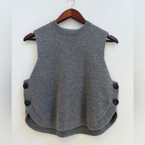 ZARA Gray Knit Button Side Sweater Vest | Size Small | Minimalist